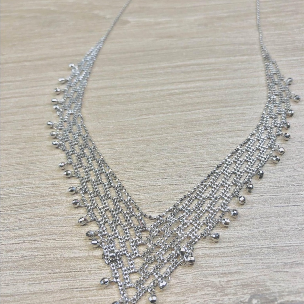 Kay Jewelers V layered Silver Necklace